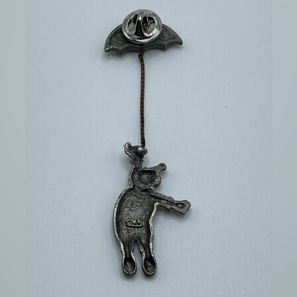 Pewter Dangling Clown with Umbrella On a Chain - Picture 5 of 5